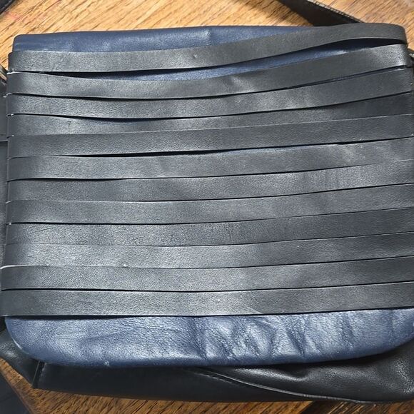 Maria sharapova by cole haan Black and blue Crossbody Bag vintage leather - Picture 9 of 11